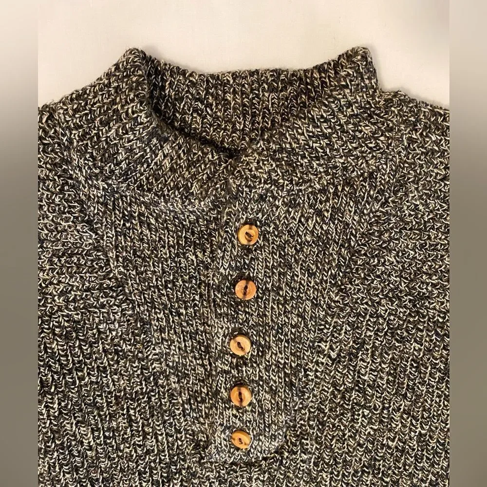 Alps heavy thick knit winter sweater size XL in brown, black, and off-white.